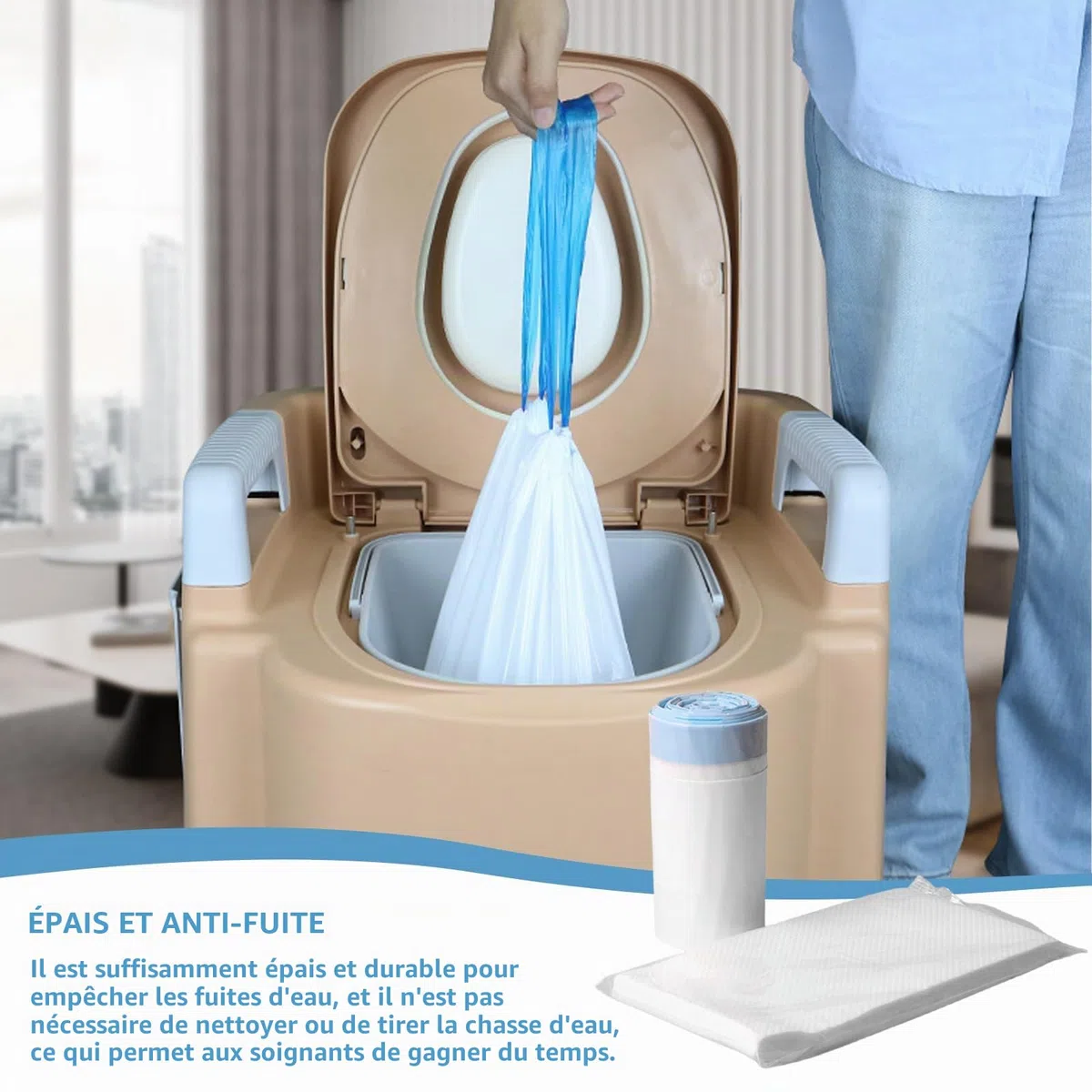 Lot de 40 sacs de toilette jetables avec coussinets absorbants - Idéal pour les toilettes pour chaise percée