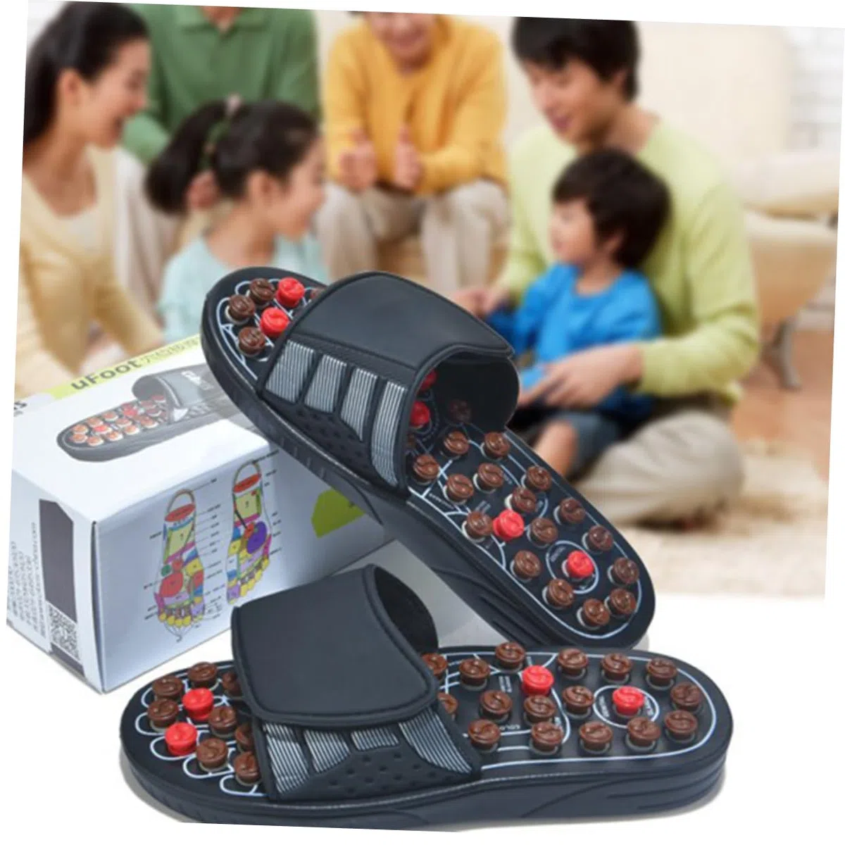 Pantoufles de Massage des Pieds à Acupression Marron 40 | Pu et Eva, Modèle Traditionnel Unisexe, Confort pour Hommes et Femmes, Usage Relaxant