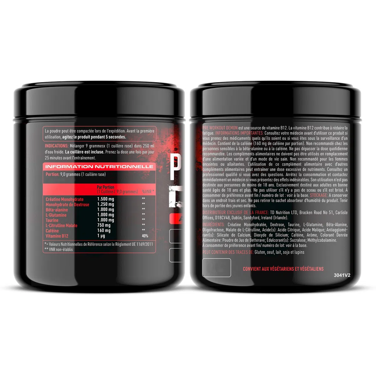 Pre Workout Demon - Complément puissant pré-entrainement avec créatine, caféine, bêta-alanine et glutamine (Fruits Rouges, 720g)