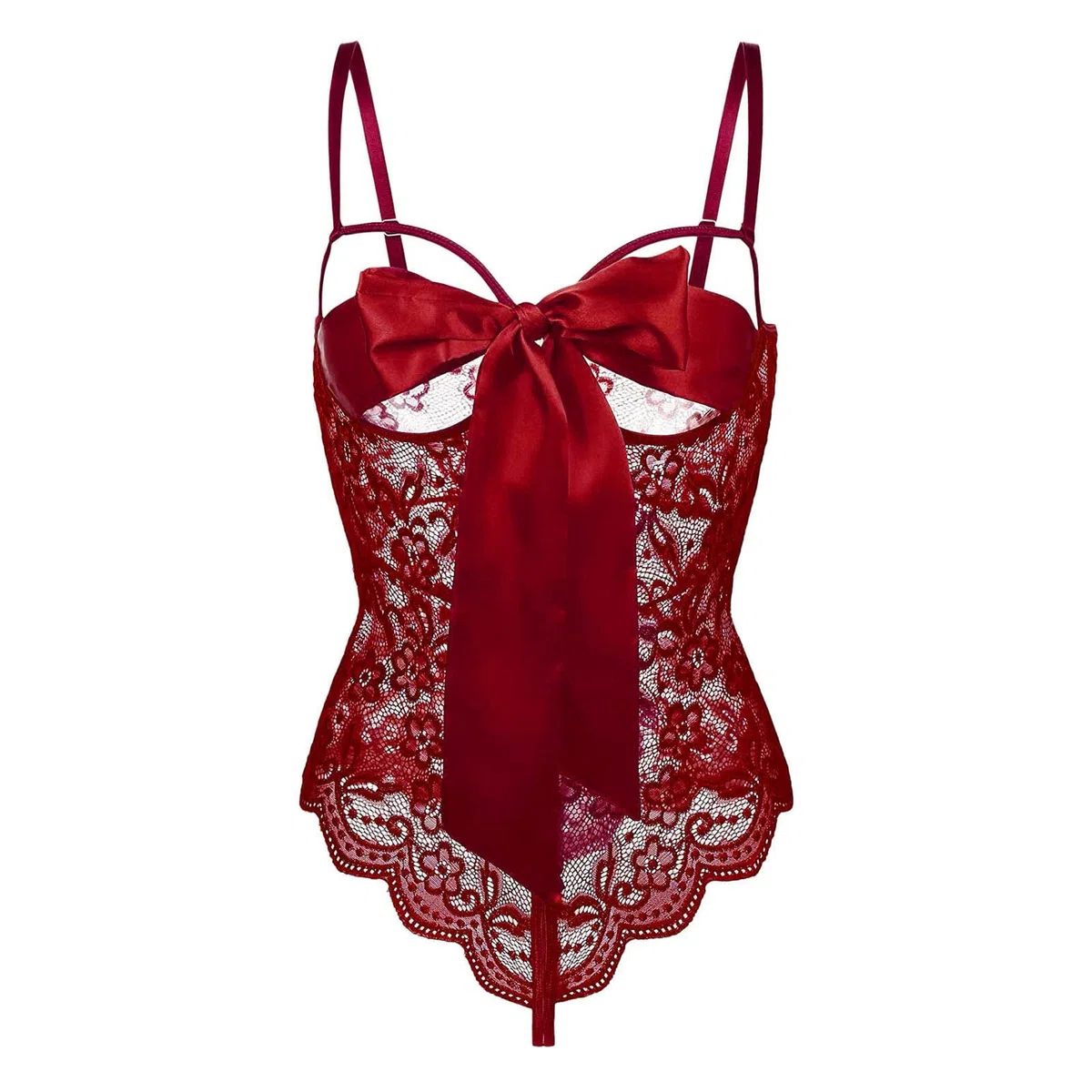 Lingerie Sexy Noël pour Femme - Lingerie Sexy avec Nœud Lingerie Sexy Une Pièce Sexy Coquine Lingerie Rouge Lingerie Noel Drôle Christmas Noël Pompon avec String Mini Noël Cadeaux