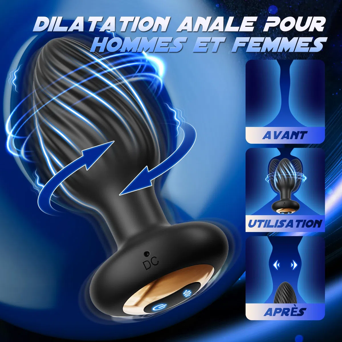 Plug Anal Gode Homme Pour Anus, Plug Femme Débutante Sex Toys avec 7 Modes de Rotation et 7 Modes de Vibration, Plug Anale,Prostate Homme Jouet Sexualité Couple, Plugs Anals Sex Toýs Perles Anales