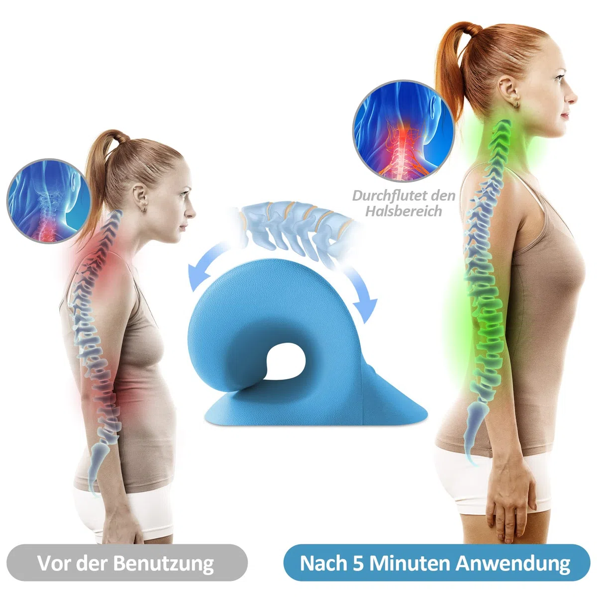 Relaxeur de Cou et D'épaule Traction Cervicale Oreiller Chiropratique Eétireur de Cou pour Soulagement de Douleur de l'ATM et l'alignement de Colonne Cervicale