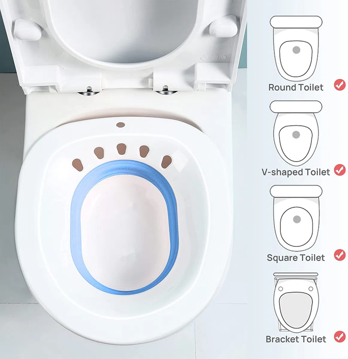 Baignoire de siège pour toilette, bidet Portable pour WC,Bassin de bain Sitz pliable,Bassine Bain de Siege, convient aux toilettes universelles