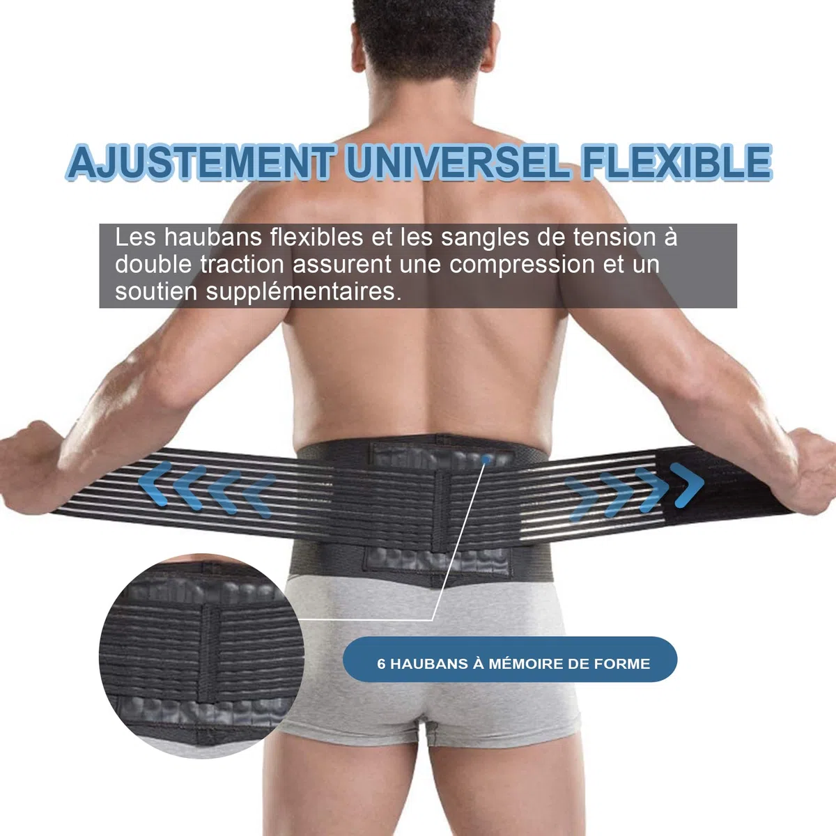 Paskyee Ceinture de soutien lombaire avec 6 baleines Pour le soutien lombaire des hommes et femmes – le bas du dos pour soulagement de la douleur, réglable de soutien pour sciatique, scoliose