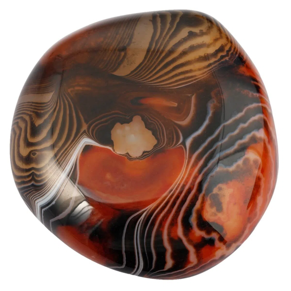 Nupuyai Sardonyx Naturelle Pierre de Palme pour la Relaxation et Yoga Méditation, Pierre de Poche Polie Irrégulière pour Pierre de Collection et Reiki Chakra (100-200g)