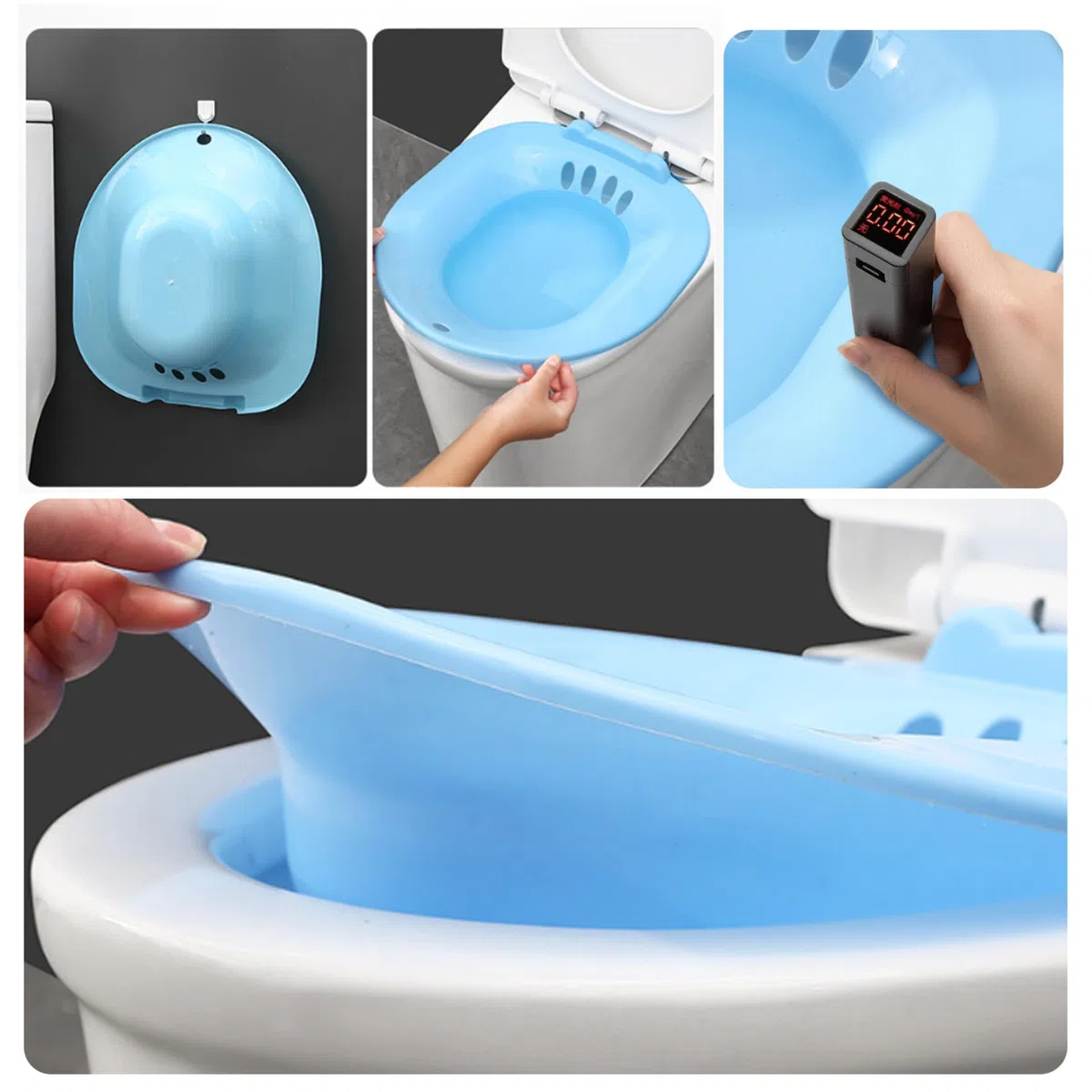 Bath pour les toilettes, siège portable pour les hémorroïdes, salle de bain post-partum, bains de siège, bidet (bleu)