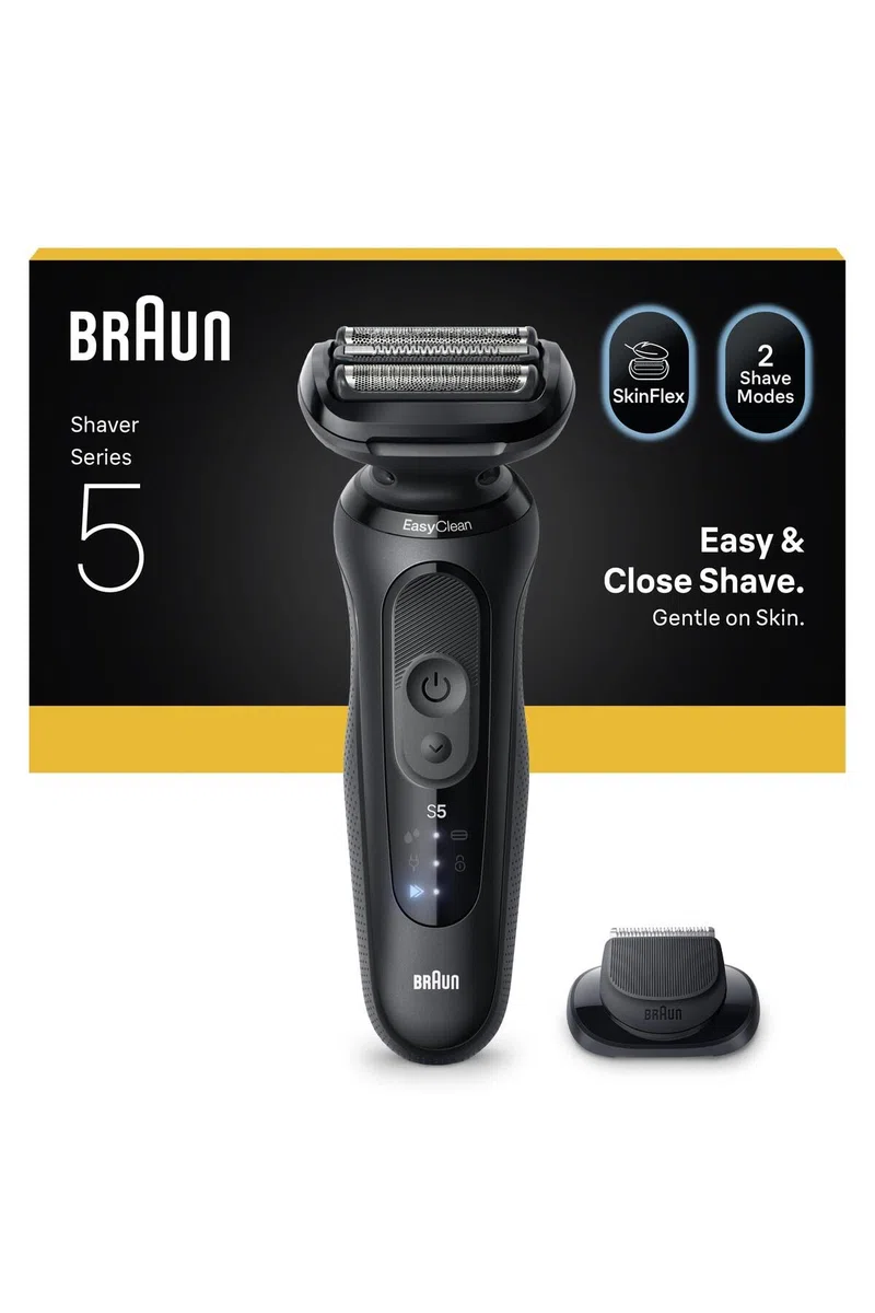 Braun Series 5 Rasoir électrique, Jusqu'à 50 Minutes Capuchon de Tondeuse de Précision, sans fil, Rasoir pour homme Humide et Sec, 100% Étanche, 52-N1200S, Noir