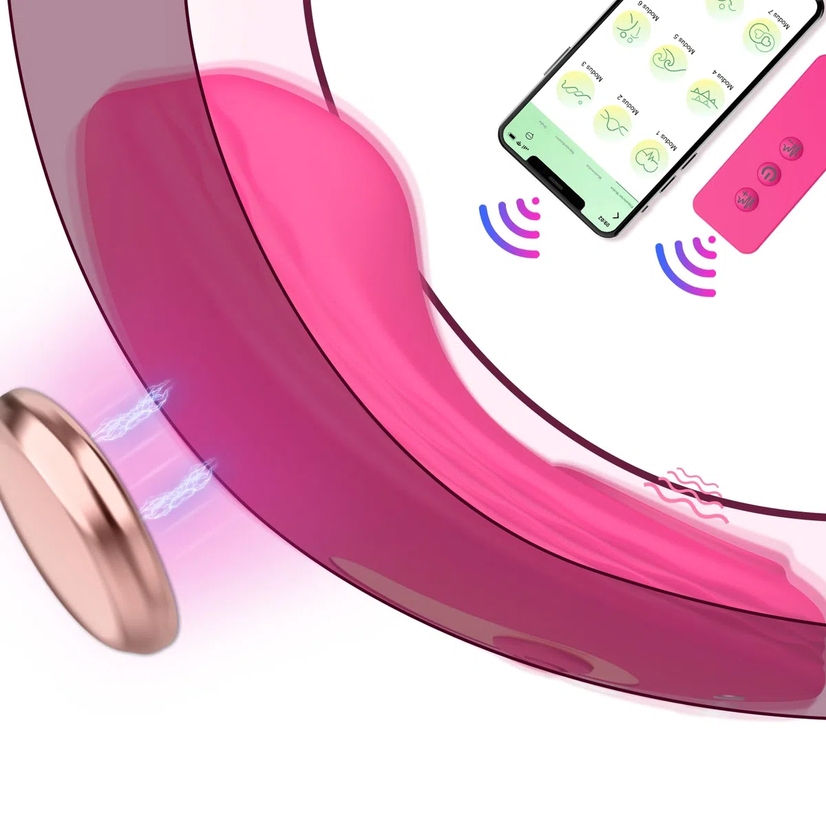 Jahuno Vibromasseurs feminin portable avec APP, Sex toýs oeuf vibrateur pour couple à distance avec 10 modes pour son clitoris vaginal, vibrant sans fil clitoridien, Rose