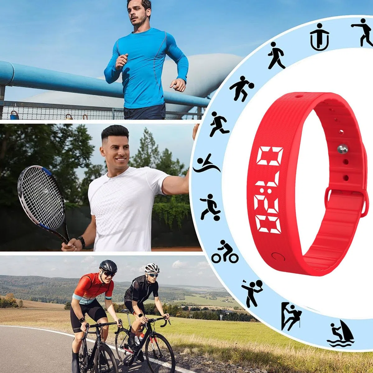 2. Bracelet d'alarme vibrant, bracelet silencieux, rechargeable par USB, avec 8 alertes personnalisées, fonction d'alarme discrète pour adultes, étudiants, voyage, maison, horloge, 24 cm