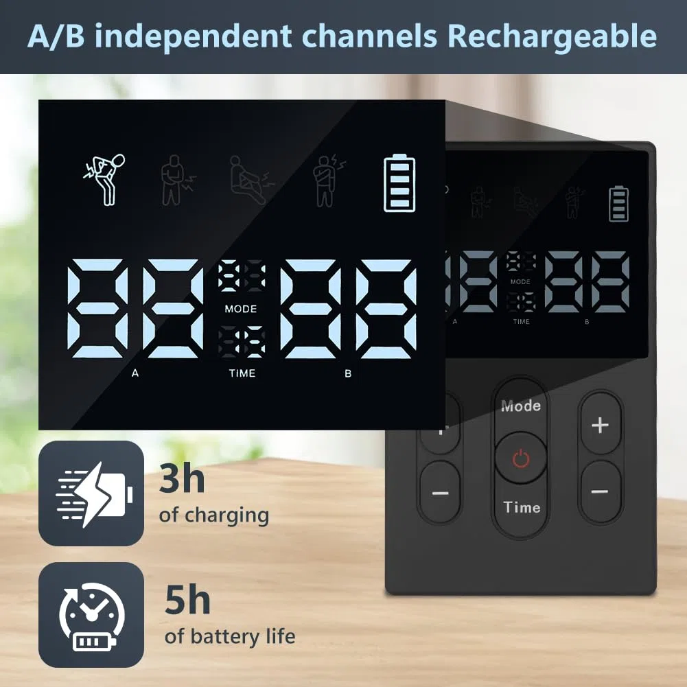 Aolso Électrostimulateur Musculaire, 3 EN 1 TENS Electrostimulateur Musculaire, Musculaire EMS - Rééducation, Massages, Soins de kinésithérapie - 12 programmes de Massage + 12 électrodes