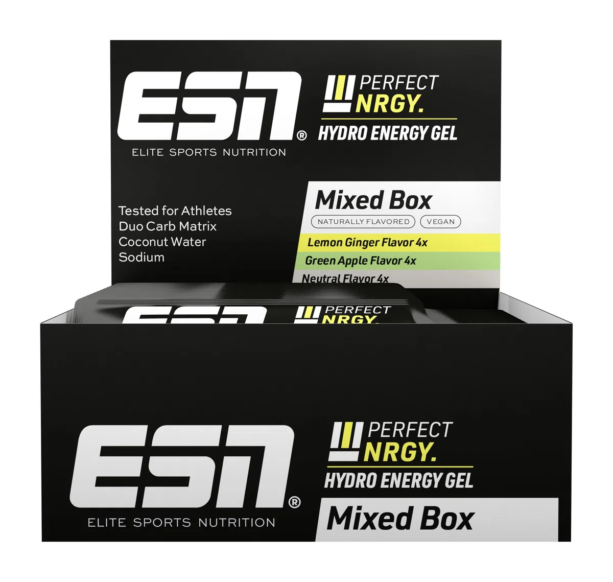 ESN Perfect NRGY, 12 x 40 ml, gel énergétique hydratant, mixte | Gel glucidique à base de dextrose, de dextrine, d'eau de coco et de sodium, sans fructose