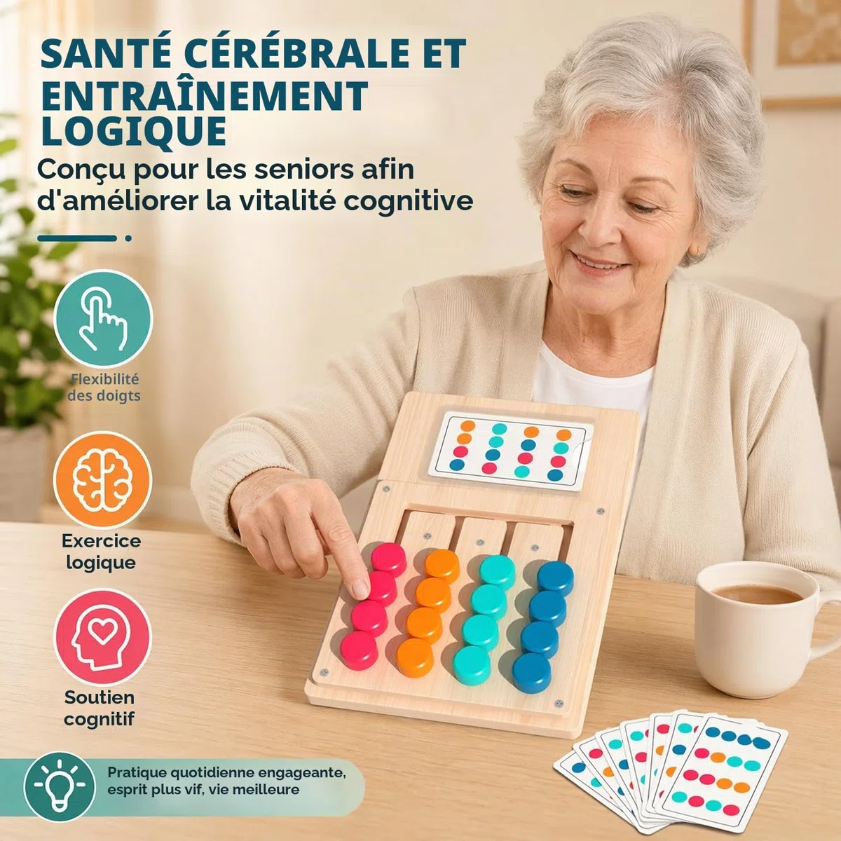 Activités sur la démence pour les personnes âgées, produits en bois faciles pour les personnes âgées, jeux de mémoire de couleur pour adultes, grandes planches sensorielles avec gadgets Fidget