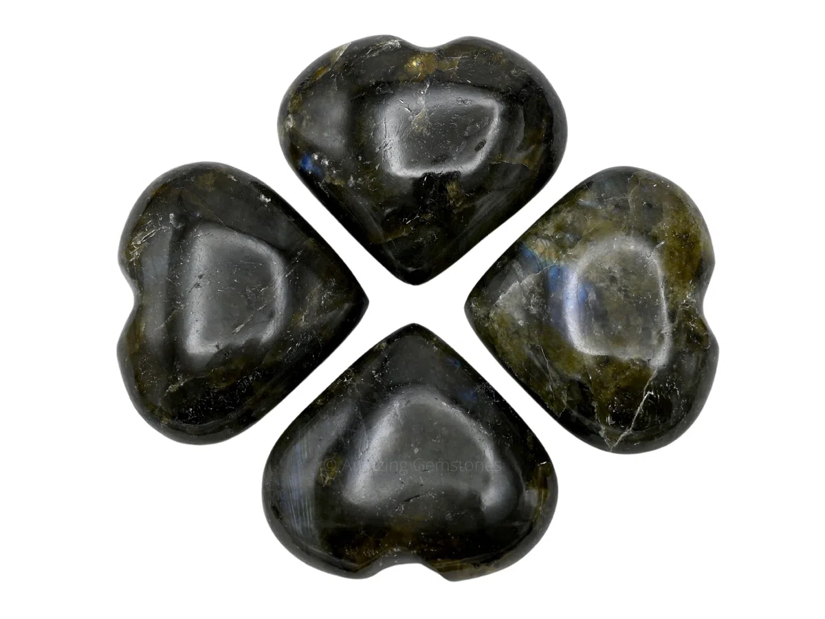 Labradorite Pierre Naturelle Cœur en Cristal de Guérison - Cristal de Roche Poli Élégante Pierre pour Équilibre Énergétique et Méditation, Idéal pour Cadeaux Spirituels et Décoration Intérieure