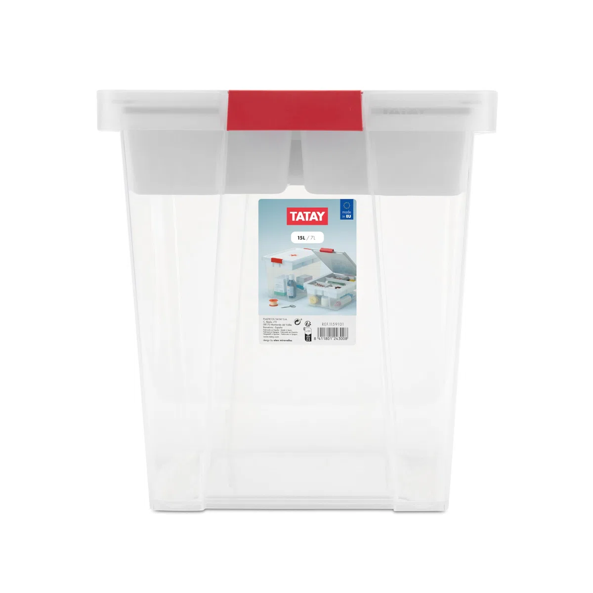 TATAY Boîte à Pharmacie 15L | Boite de Rangement avec Couvercle + Plateau 5 Compartiments | Couvercle à Charnière | Poignées Ergonomiques | Plastique Recyclé Sans BPA | 25x36x26 cm, Blanc