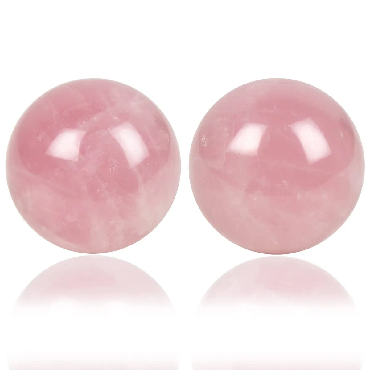 Lot de 2 balles de massage en quartz rose 4 cm boîte cadeau