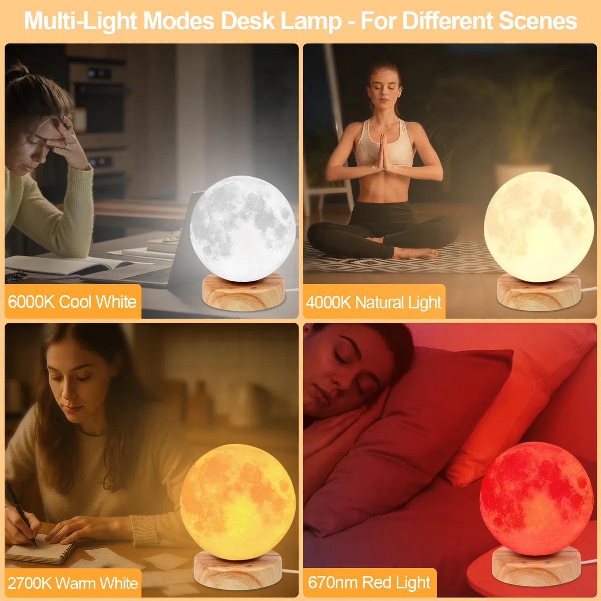 Lampe de luminothérapie – Lampe solaire à spectre complet de 10 000 lux, 3 températures de couleur et lumière rouge 670 nm, contrôle tactile/télécommande, gradation continue, chargement de