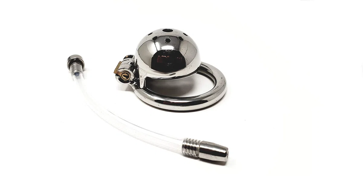 Bondage Masters Dispositif de Chasteté Masculin, Cage Courte et Tube Urétral