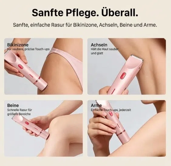 Rasoir Klyne Femme, Klyne Tondeuse Femme —— Tondeuse Intime & Sourcils, Recharge USB, Étanche IPX7, Pour Bikini, Aisselles, Jambes et Nez