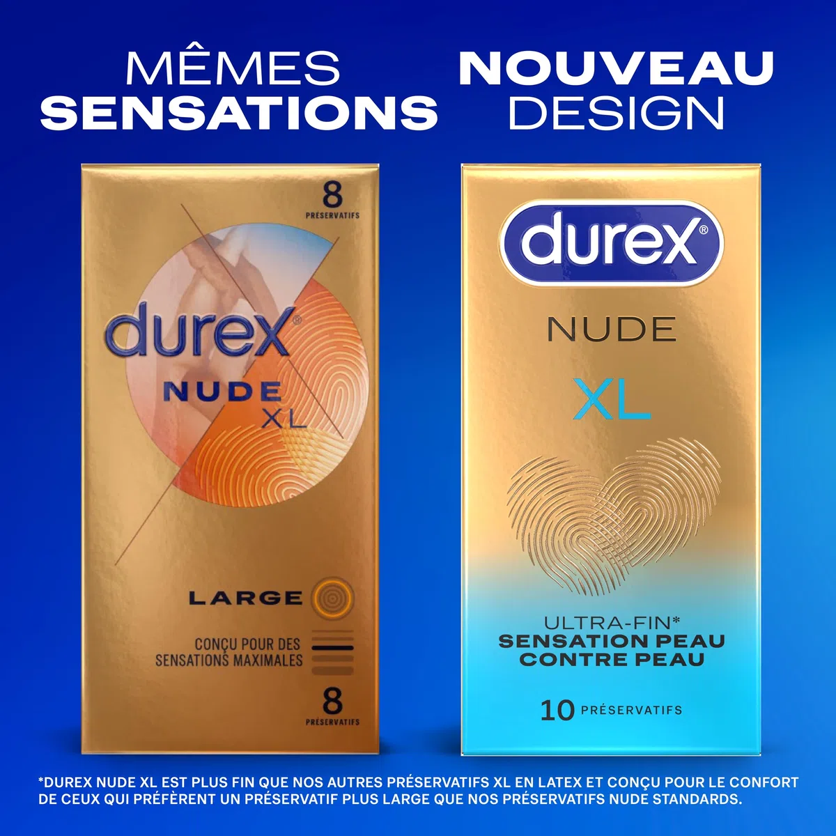 Durex Nude XL - 30 Préservatifs Homme Ultra Fins et Extra Larges - Largeur nominale 60mm
