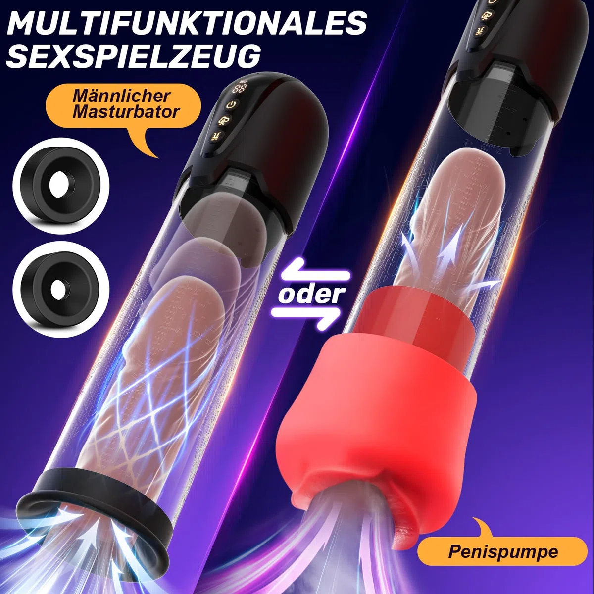 Gobeken Pompe à Pénis sex toýs homme Masturbateurs masculins avec 4 D'aspiration& 6 modes entraînement,Vakuum pumpe pompe pénis Vibromasseurs avec Vaginette Silicone, Sextoy Homme Masturbateur