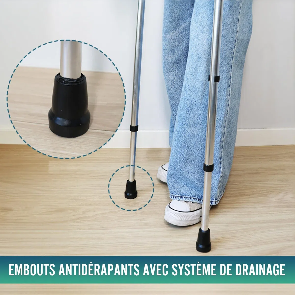 OrtoPrime PACK x2 PAIRE - Béquilles Médicales Adultes Réglables en Aluminium - Canne Anglaise avec Embouts Antidérapants - Béquilles pour Adultes Anatomiques et Durables.