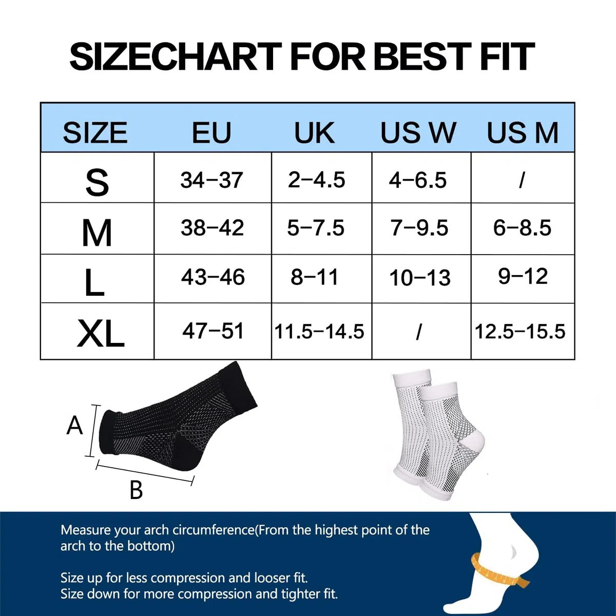 Santéllia Chaussettes de Compression Neuro-Apaisantes 4 Paires de Chevillères de Compression pour Sport - Attelles de Maintien Anti - Douleur