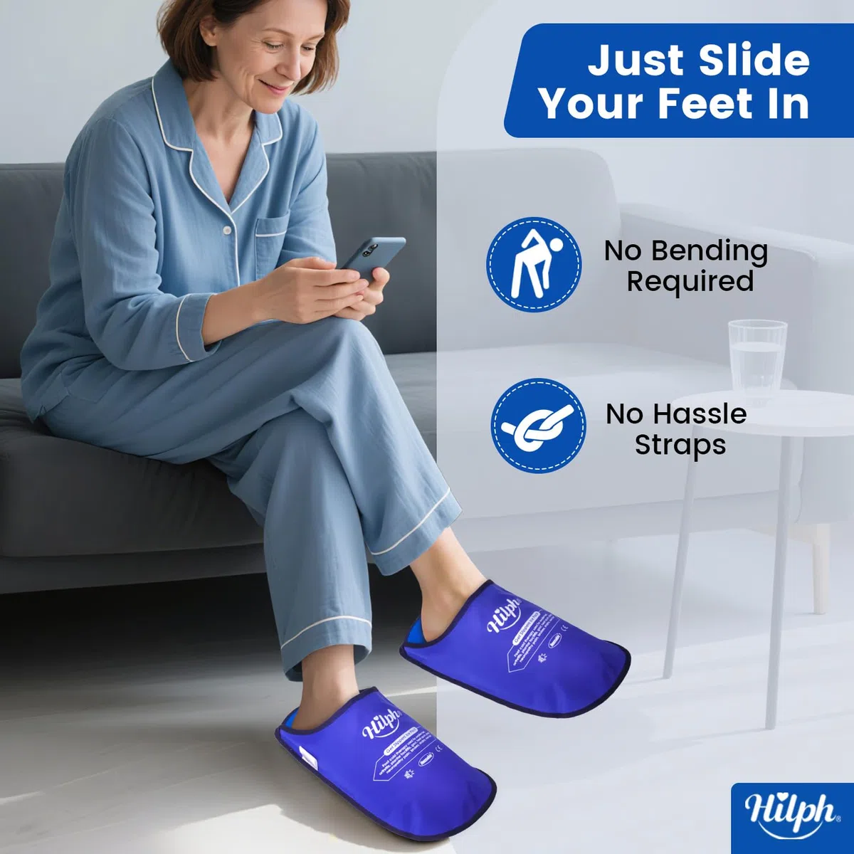 Hilph Poche de Glace en Gel pour Pied Chimiothérapie, Thérapie par le Chaud et le Froid Pack de Froid Pantoufles Réutilisables Pieds pour Gonflés, Douleur au Pied, Fasciite Plantaire, Une Paire Bleu