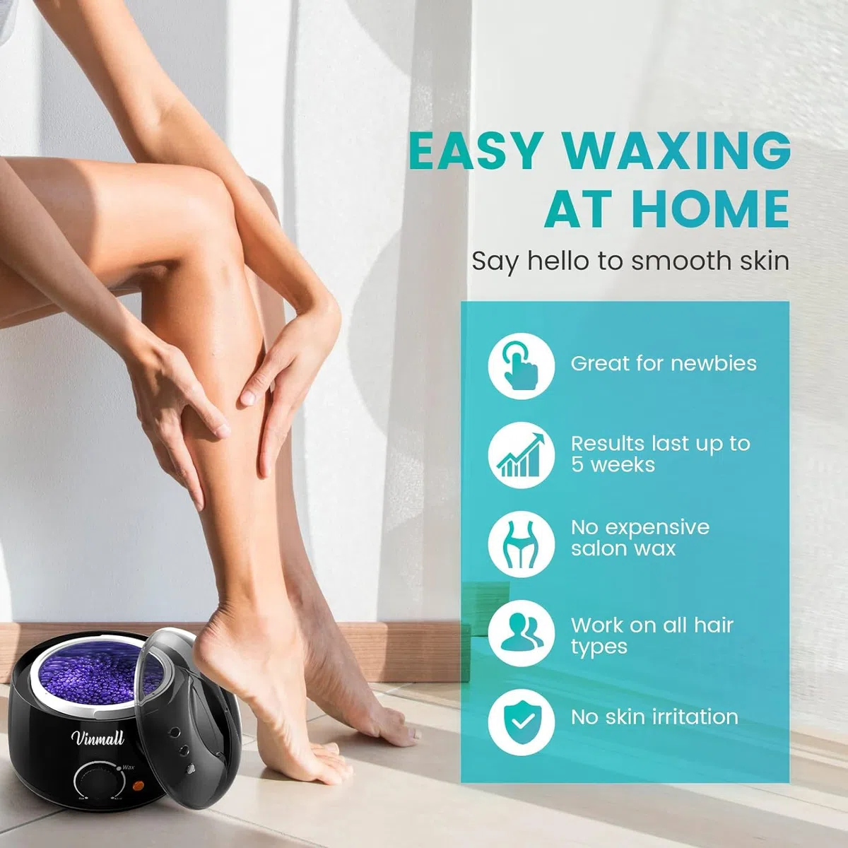 Chauffe cire avec 400g Epilation Perles pour Dépilatoire, Appareil Chauffe-Cire, Kits d'épilation à la Cire avec 400g Epilation Perle et 30 Spatules