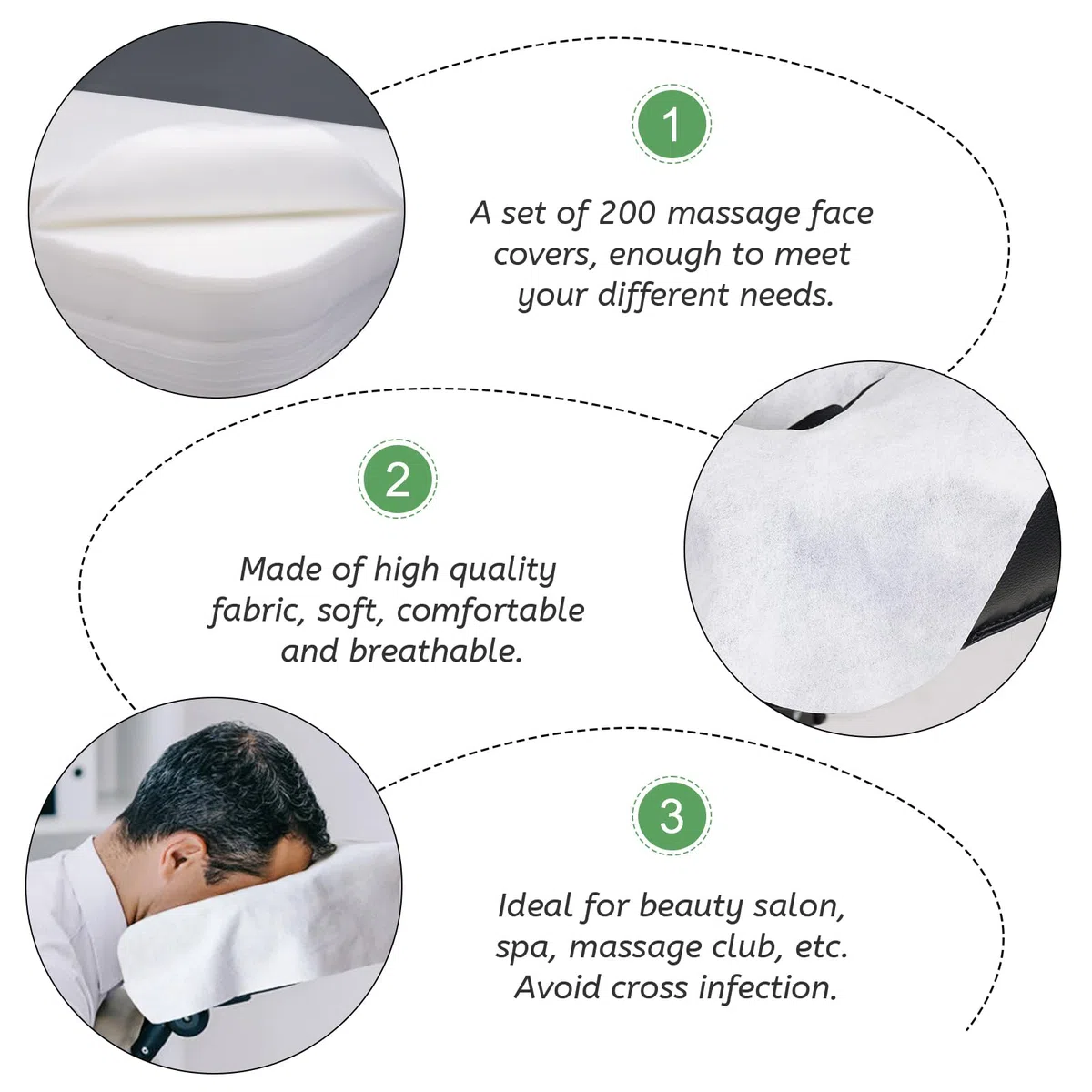 200pcs Protege Têtière pour Table de Massage, 36 x 27cm Coussin Jetable pour I'appui-tête de la Table de Massage Serviettes Jetables pour Fente Nasale