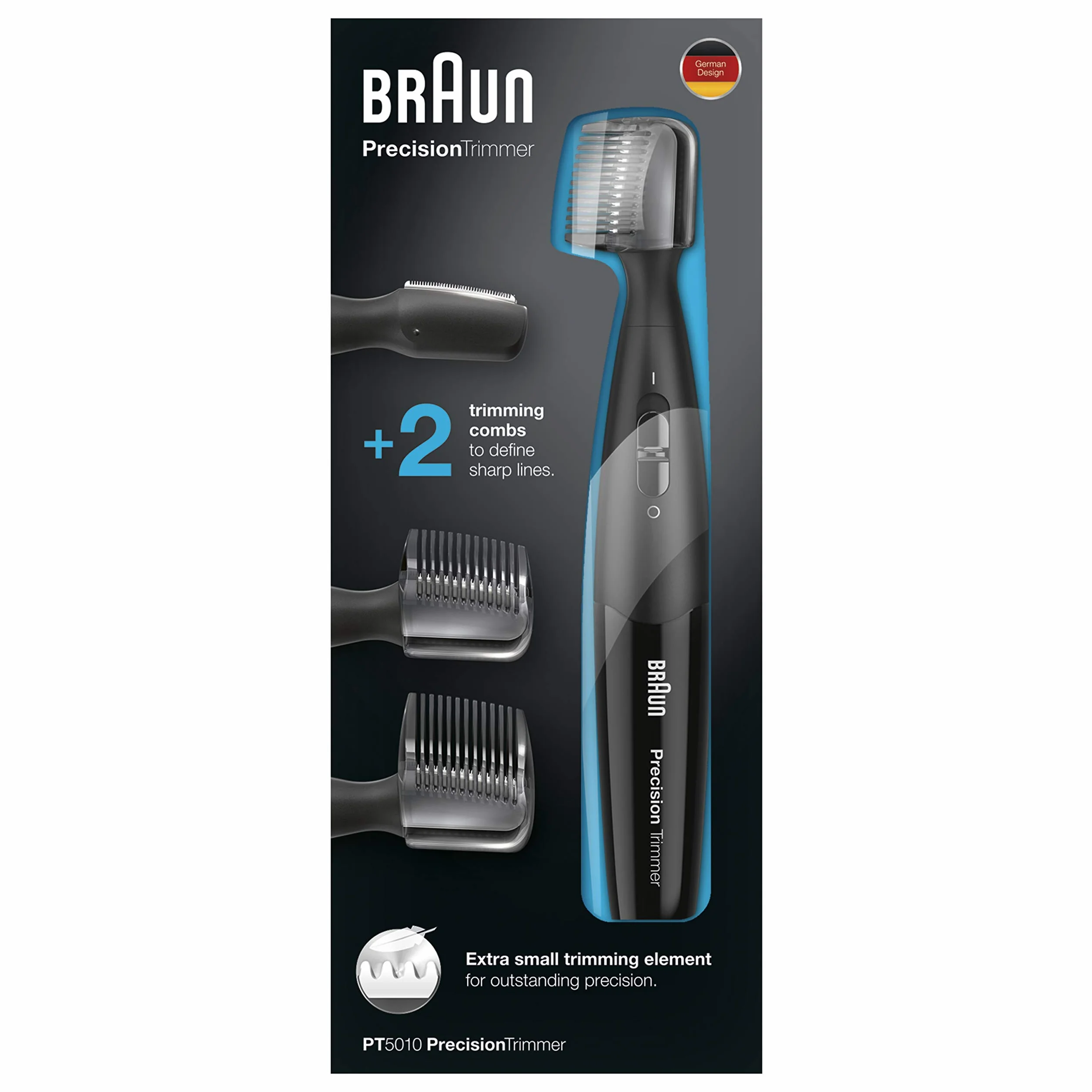 Braun Precision Trimmer Tondeuse Électrique Homme Barbe de Précision, Noir, Les deux sabots de coupe confèrent une coupe flexible et précise, PT5010