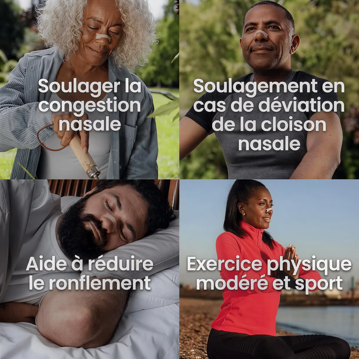 Breathe Right Original - Bandelette nasale - Taille Large - Sommeil : aide à réduire les ronflements - Rhume, allergies, sport : vous aide à mieux respirer - couleur peau, 30 pièces