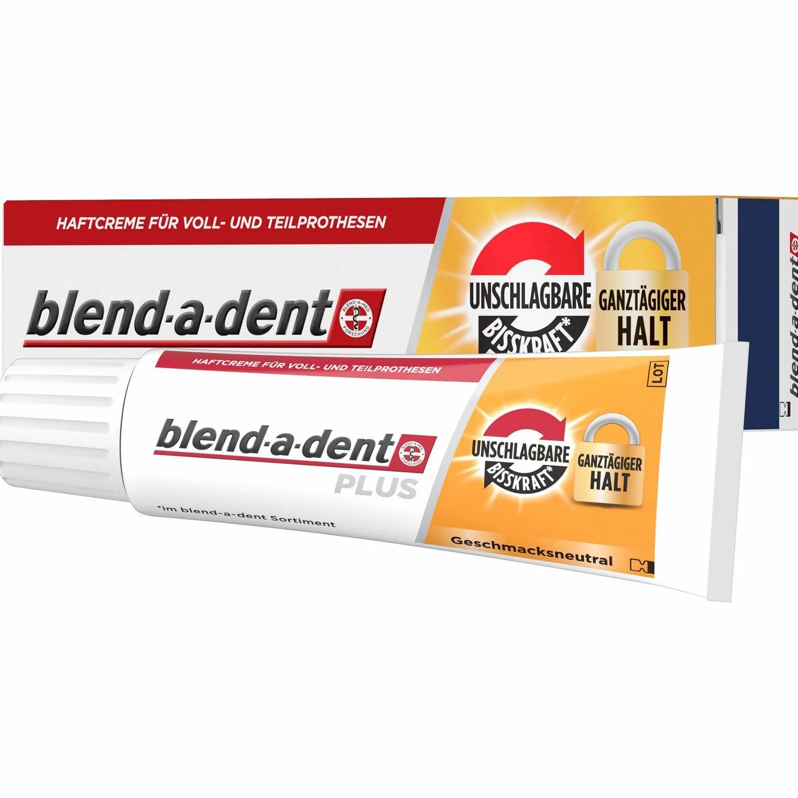 Lot de 3 flacons de crème adhésive Blend-a-dent Plus de 40 g - Sans goût - Duokraft