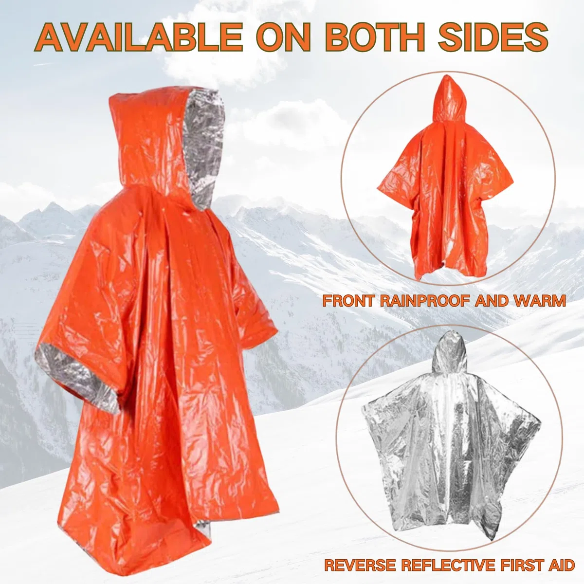 4 Poncho de Survie D'urgence, Survie Thermiques en Mylar, Couvertures d'Urgence en Aluminium, Couverture Thermique Réfléchissante, Survie Parfaite, Premiers Secours, 100 x 120 cm