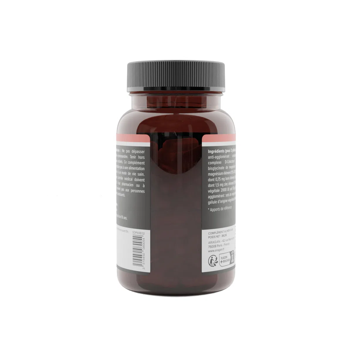 Vitamine D3 2000 UI - Haut Dosage - Complement Alimentaire Immunité - Magnesium, Zinc - Aragan - 60 Gélules - Programme 1 à 2 Mois