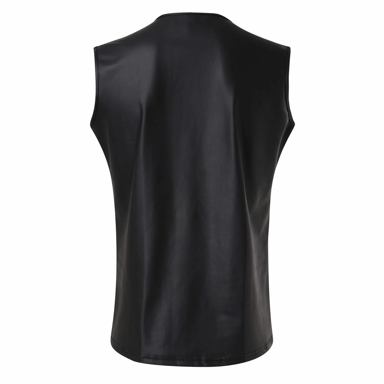 Latex Similaire Swinger-Club Kinkywear Débardeur Slim Fit Wetlook Top Maillot de corps en cuir verni Manches courtes Tenue Kinky Chemise en maille Chemise en maille Clubwear Techno Tenue pour hommes