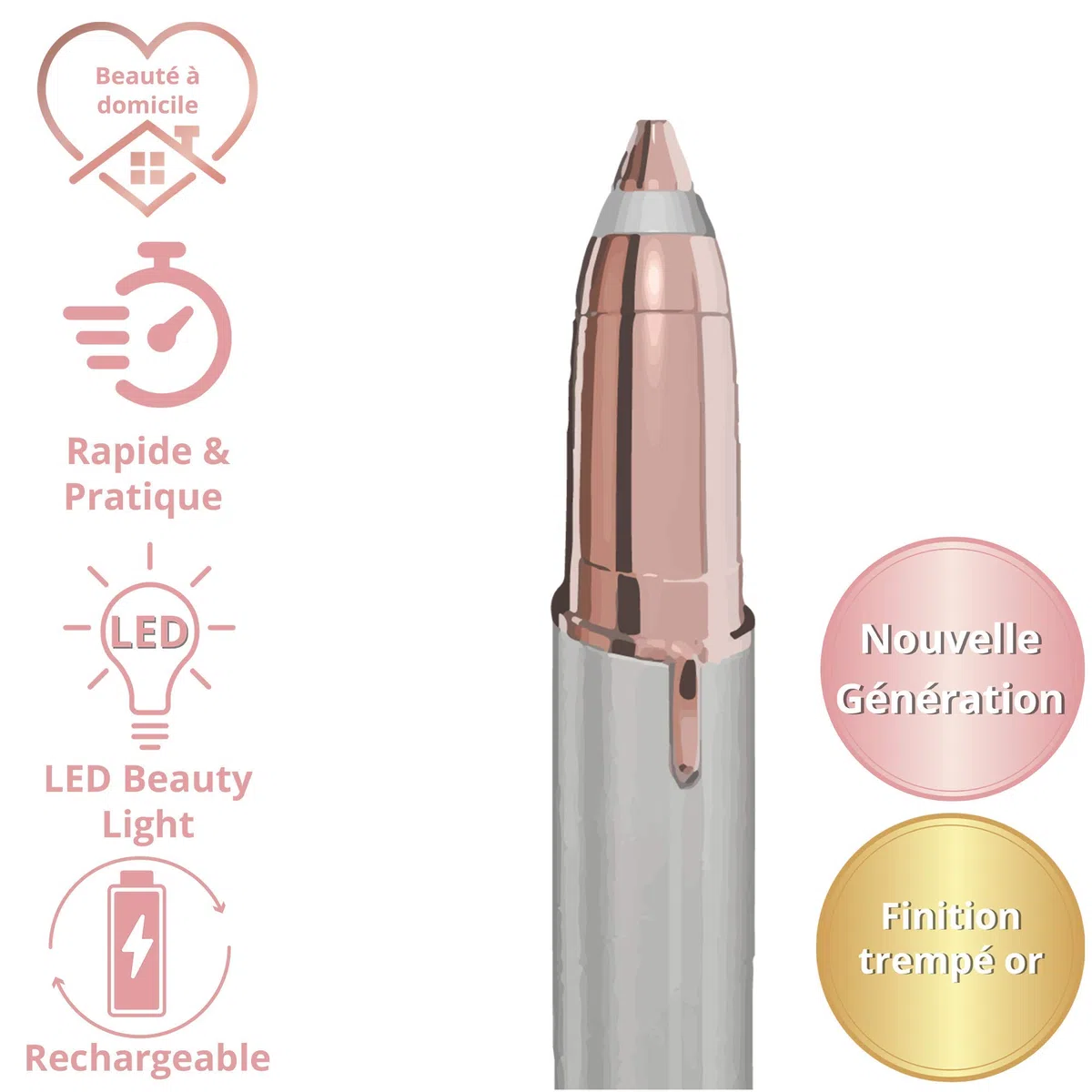 Finishing Touch Flawless Brows, Tondeuse de Précision Sourcils Rechargeable Nouvelle Génération, Doux et Sans Danger, Blanc