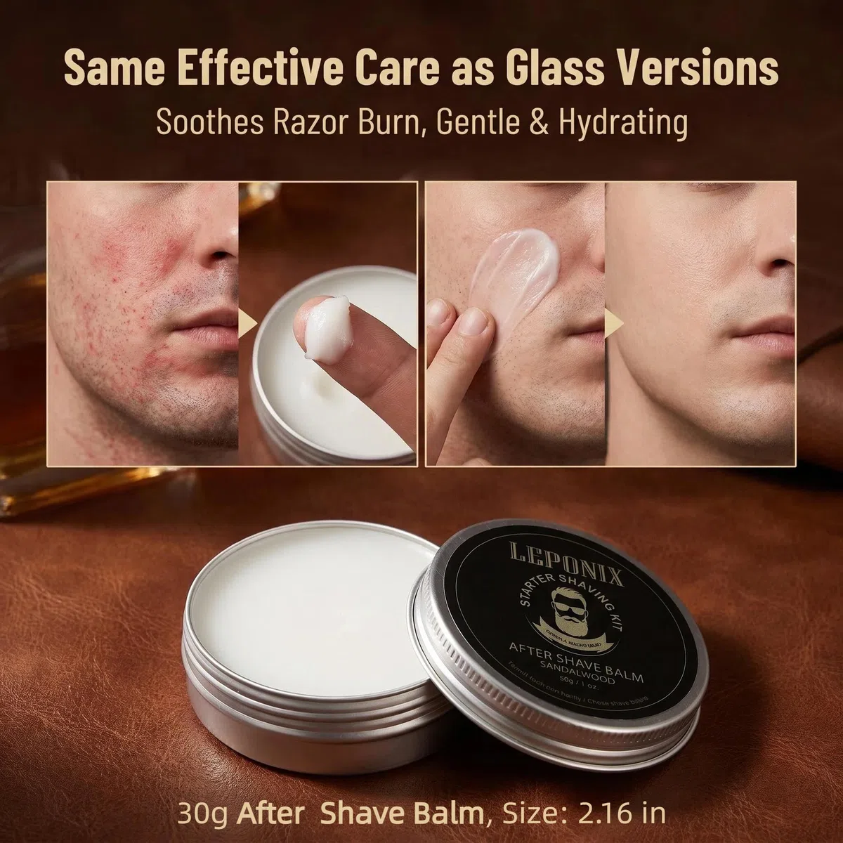 Coffret de rasage voyage conforme TSA | 2-en-1 nettoyant & crème de rasage, blaireau, bol, baume après-rasage | Cadeau pour homme
