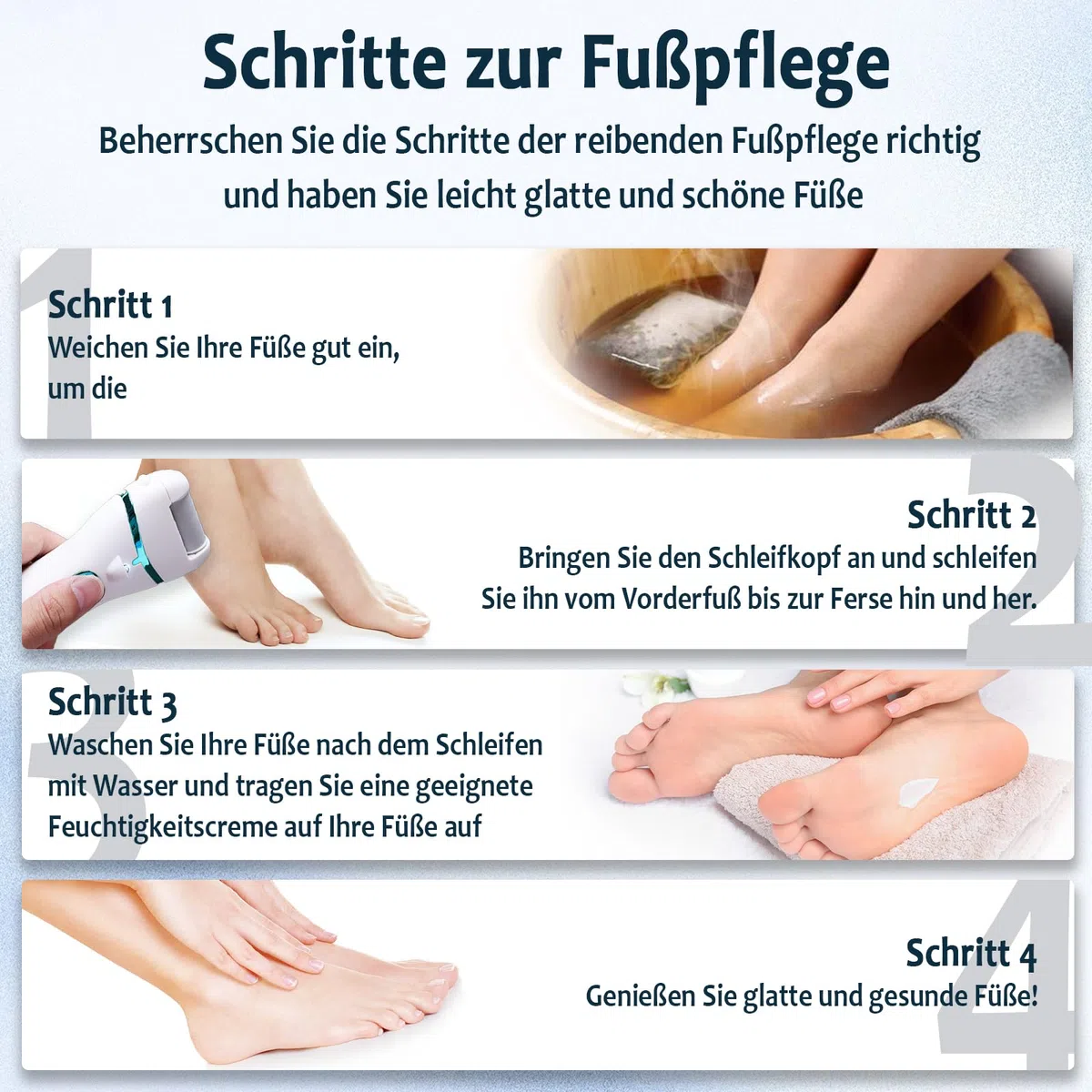 Rapeuse Pieds Electrique avec 3 Rouleaux, 16 en 1 Kit de Pédicure Professionnel Anti-callosités,3 Vitesses Râpe à Pieds Étanche Portable,1200mAH Rechargeable (Bleu)
