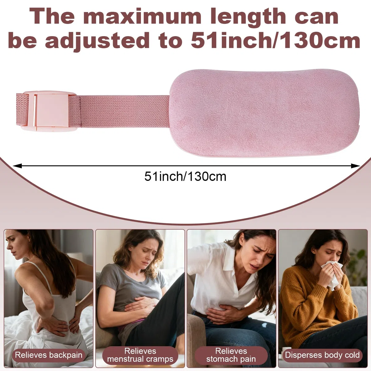 Coussin Chauffant Menstruel, USB Rechargeable 5000mAh Ventre Coussin de Massage Chauffant 6 Niveaux Température 6 Modes de Massage Ceinture Chauffante Regle Douloureuse Cadeaux pour Femmes