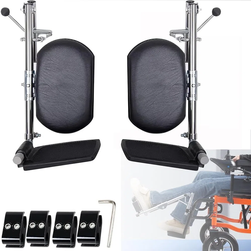 2pcs repose-pieds réglable fauteuil roulant,hauteur 40-70cm,angle 90-180 degrés,charge 100kg,coussin confort,installation facile,pour les utilisateurs de fauteuils roulants et le personnel soignant