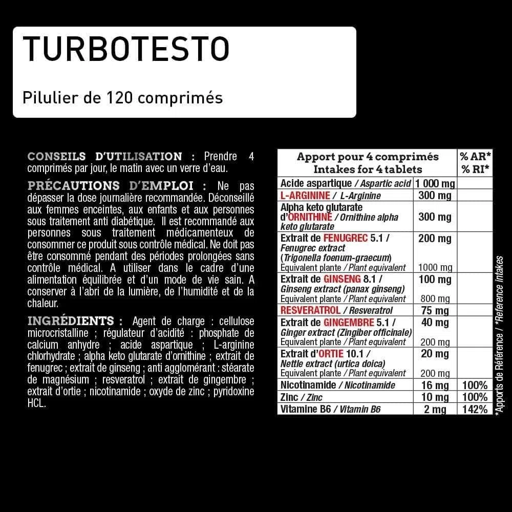 BOOSTER MUSCULATION Turbo Testo Pro Series - Puissance Maximale - Booste les Performances - Puissance, Endurance, Entretien Musculaire, Prise de Masse - Programme 30J - 120 Comprimés - Eric Favre