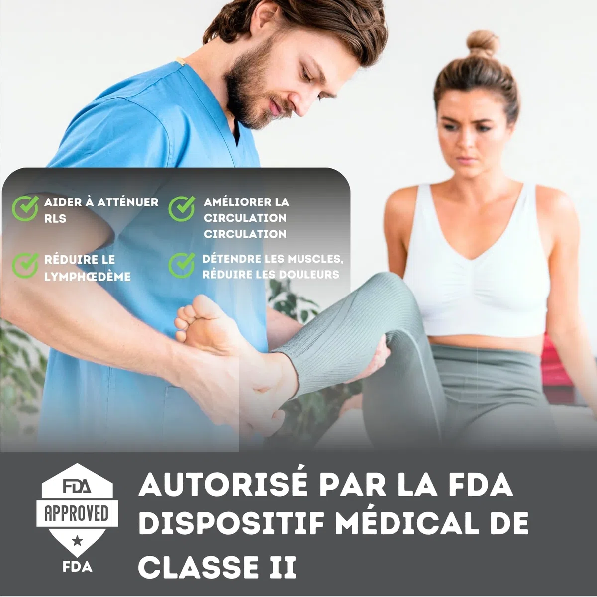 Bottes de Pressothérapie sans Fil, Masseur de Jambes pour Drainage Lymphatique, Soulagement de la Douleur, Amélioration de la Circulation Sanguine, Batterie 4 Heures (L)