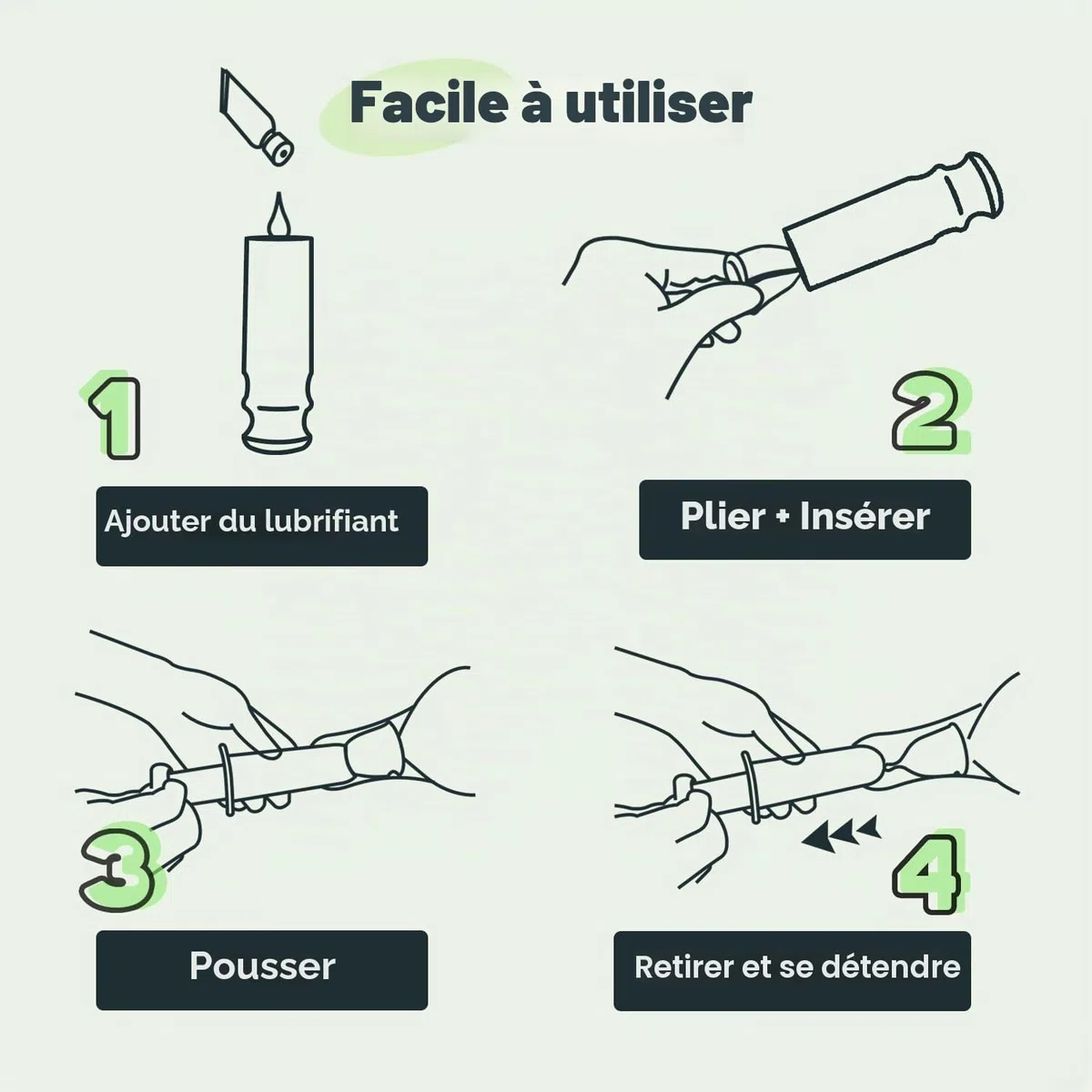 SHORDY Outil applicateur 2.0 avec lubrifiant, facile et réutilisable, kit compact pour coupes menstruelles, doux et facile à utiliser