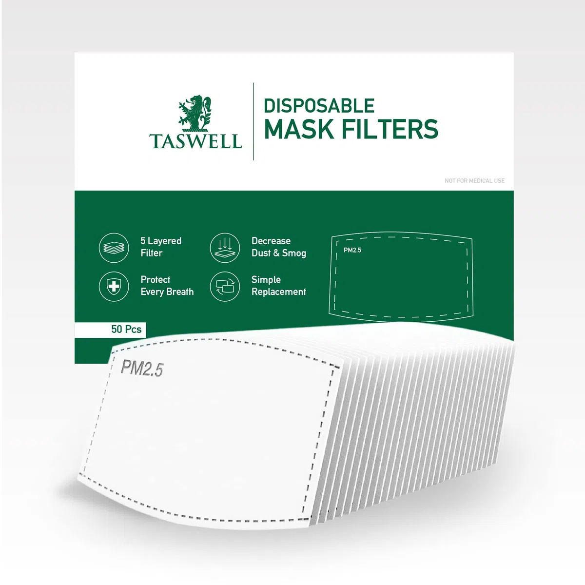 50pc Masques Anti-poussière PM2.5 | Protection 5 couches ultrafiltre PM2.5 | Filtre à charbon activé pour masques avec poche | Masque Anti Poussiere Masque Peinture Masque Poussiere Masque Tissu
