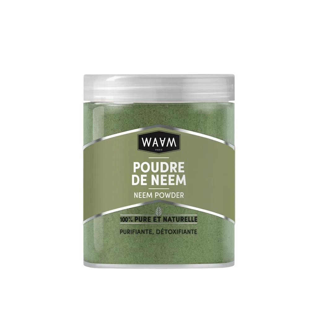WAAM Cosmetics Poudre de Neem Bio, 100% Naturelle, Soin Purifiant Visage et Corps