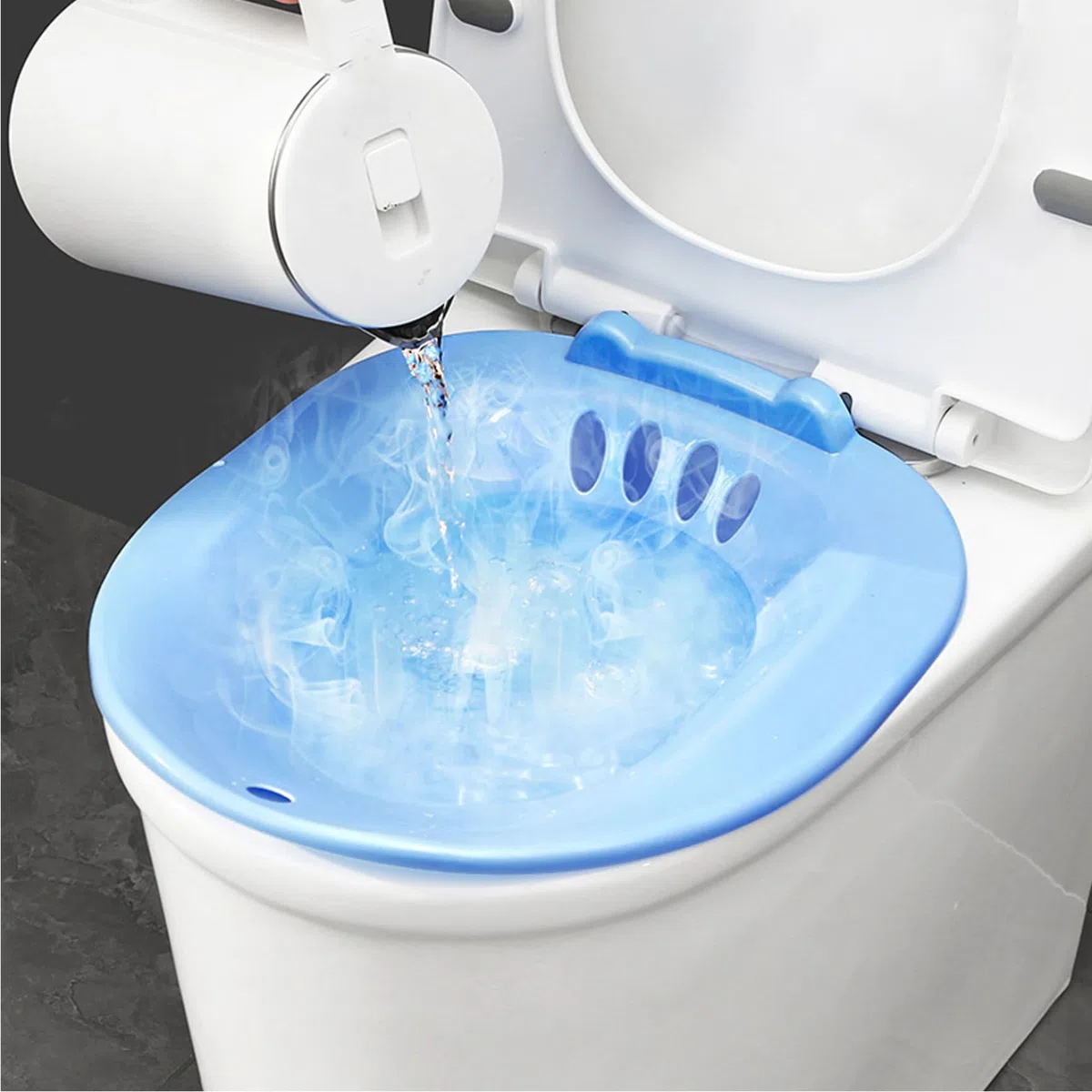 Bath pour les toilettes, siège portable pour les hémorroïdes, salle de bain post-partum, bains de siège, bidet (bleu)