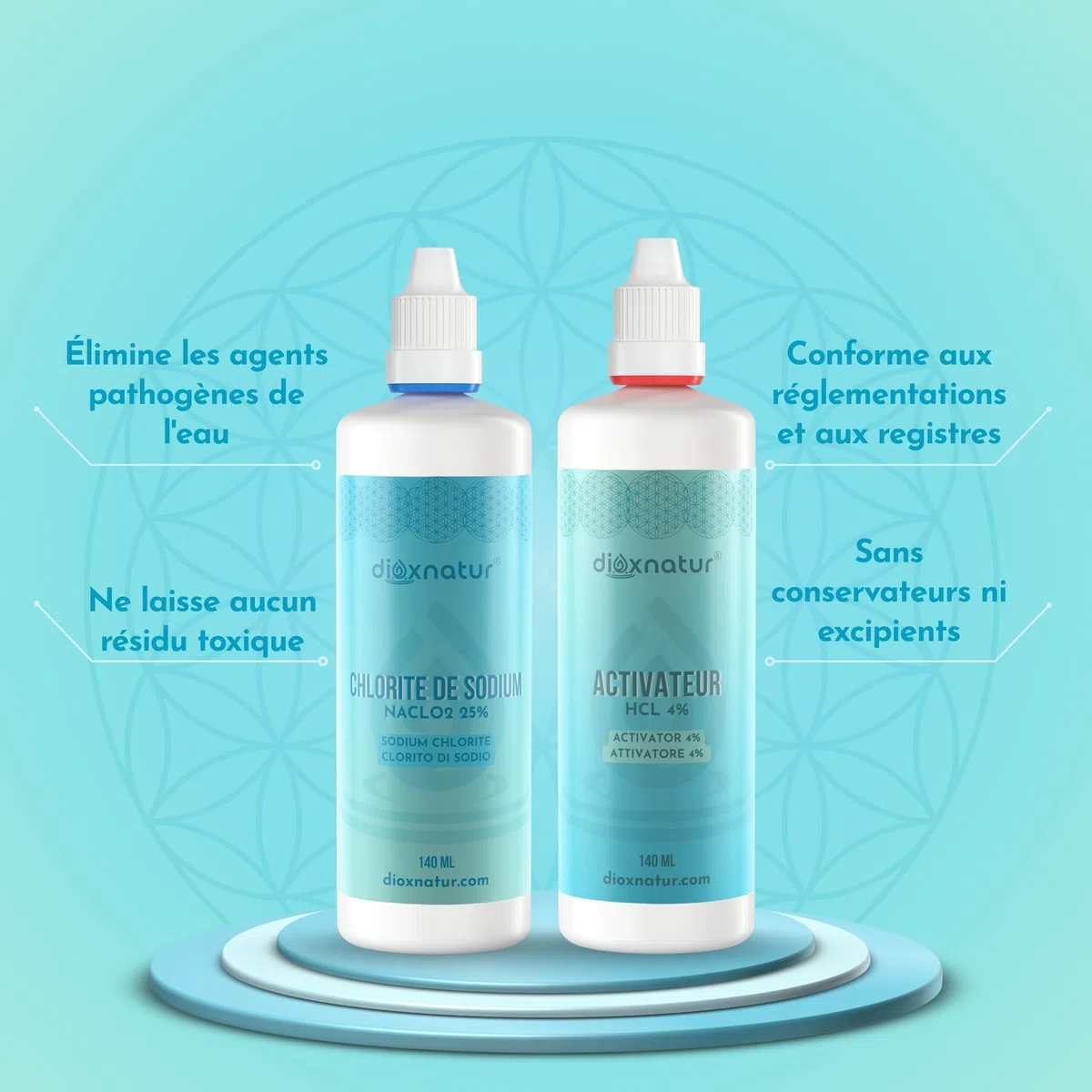 Kit de production de dioxyde de chlore 140ml - Non destiné à la consommation humaine (Direct)