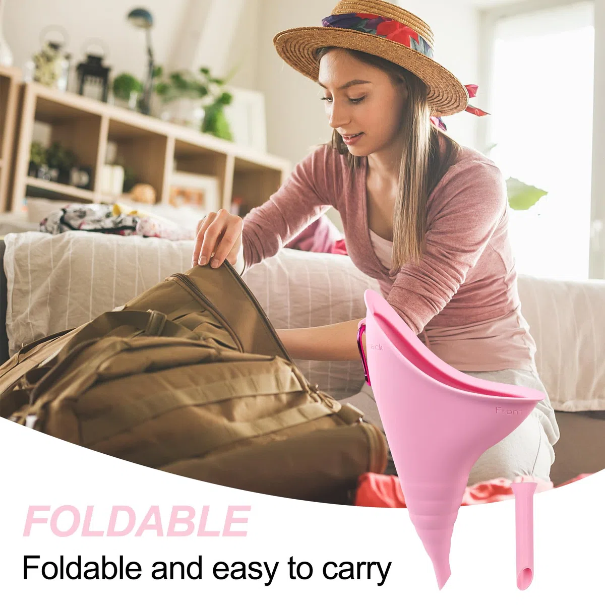 Fousenuk Pisse Debout Femme, Réutilisable Portable Urinoir Femme Silicone | Pliable Pipi Debout avec Tube d'Extension, Urinoir Féminin en Entonnoir pour Plein Air, Voyage, Randonnée, Camping