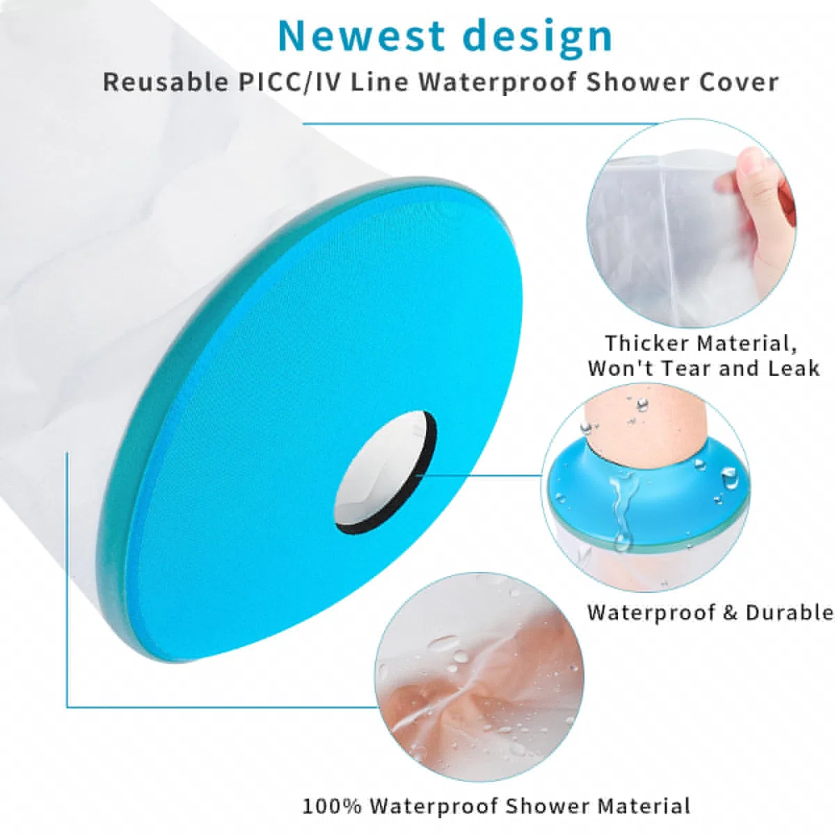 SUPERNIGHT Housse imperméable pour plâtre de jambe – Protection étanche pour demi-jambe adulte pour plaies de jambe et de pied – Manchon réutilisable pour la douche et le bain – Design antidérapant