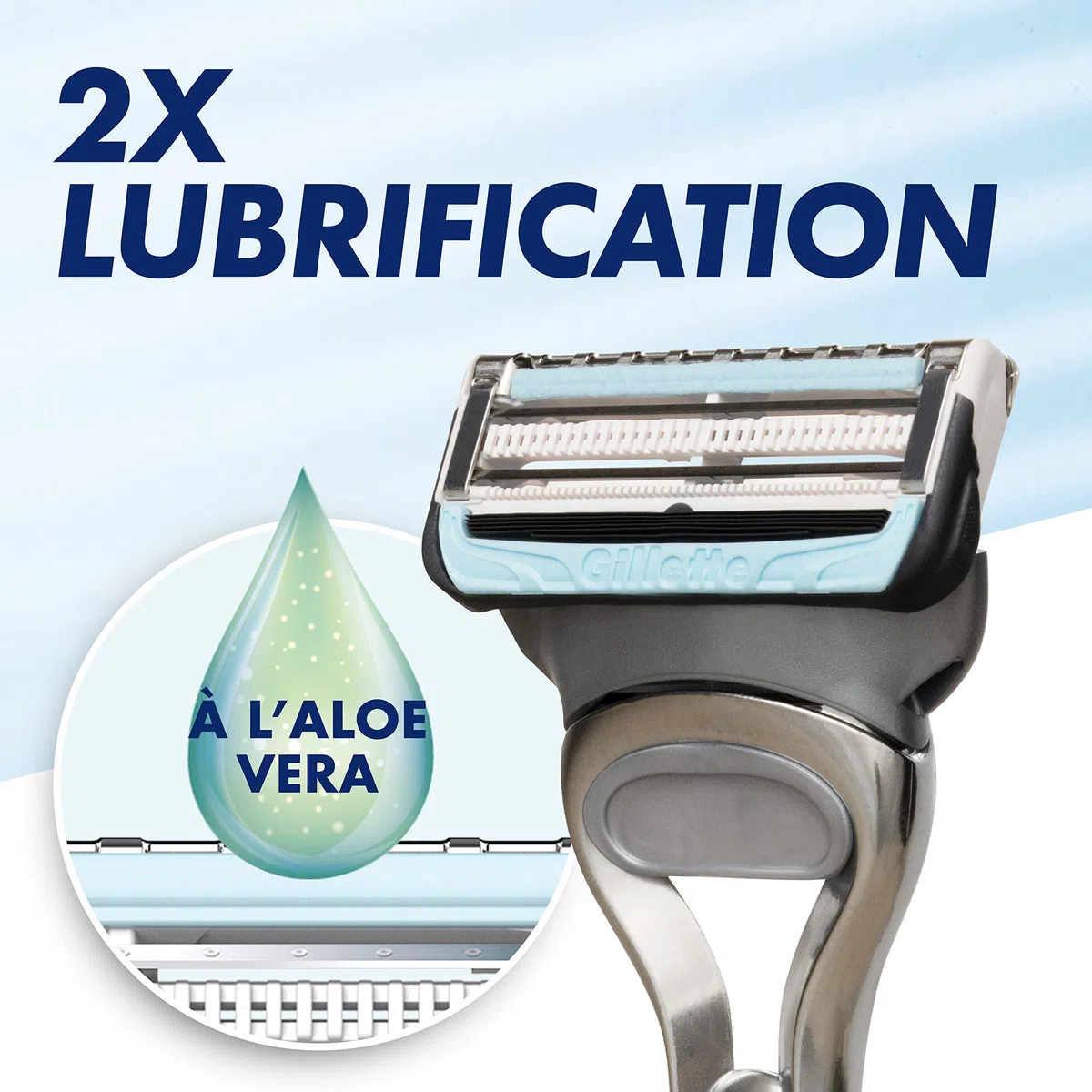 Gillette Lames de Rasoir Homme SkinGuard Sensitive, Pack de 8 Cartouches | Remplacement Conçu pour la Peau Sensible, 2 Bandes Lubrifiantes, Protège la Peau Sujette aux Boutons et Irritations